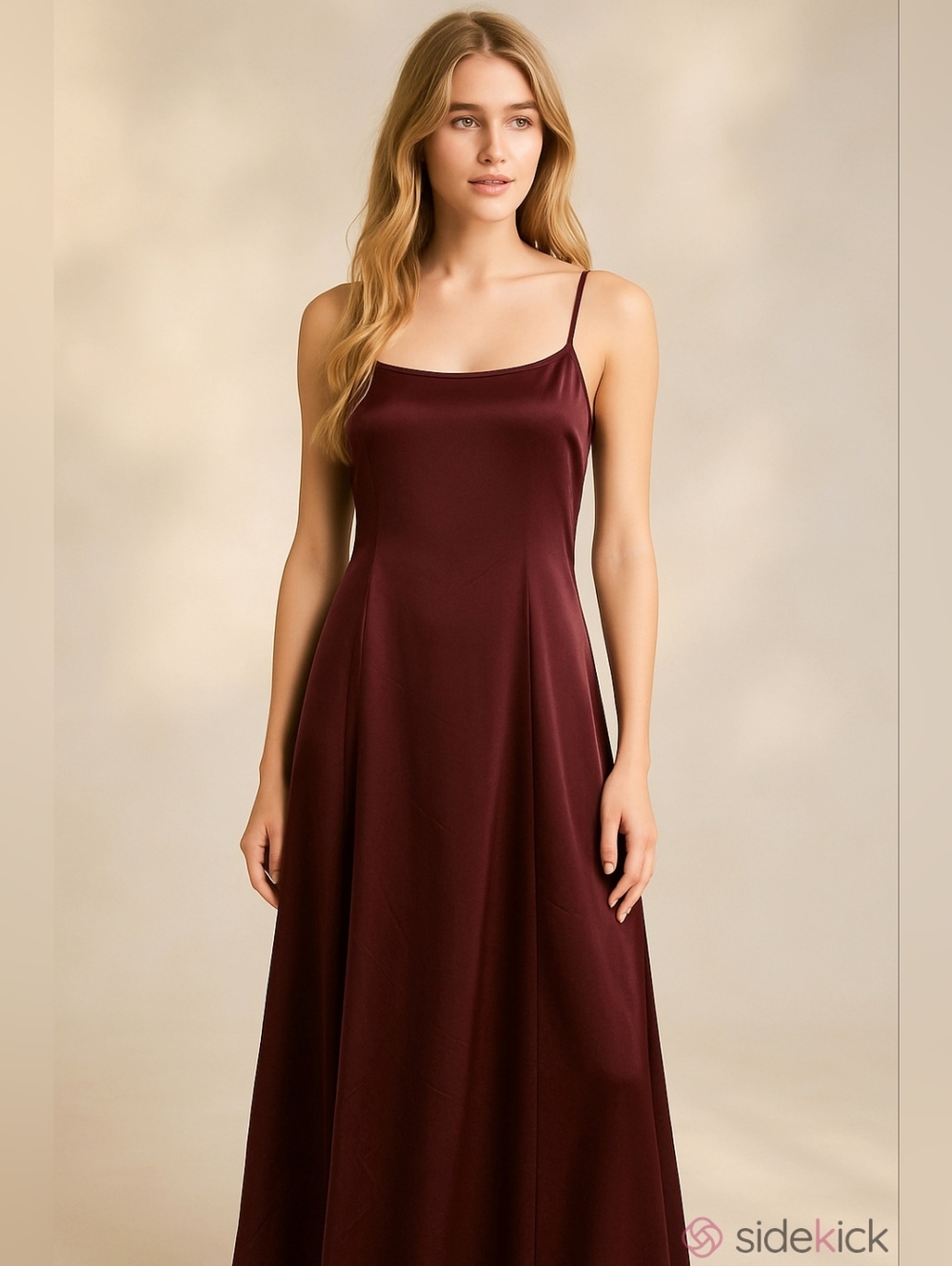 Vintage Arden B Dark Burgundy Satin Slip Maxi Dress A-line Homecoming Y2K Cami